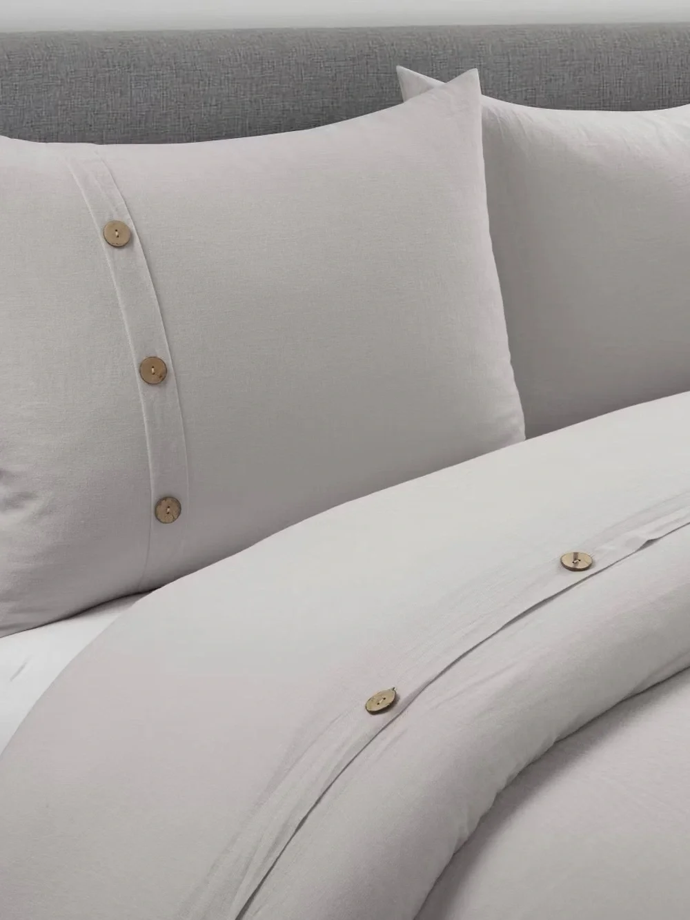 Lush Décor Belgian Flax Linen Cotton Blend Duvet Cover Set Gray Full/Queen 3PC